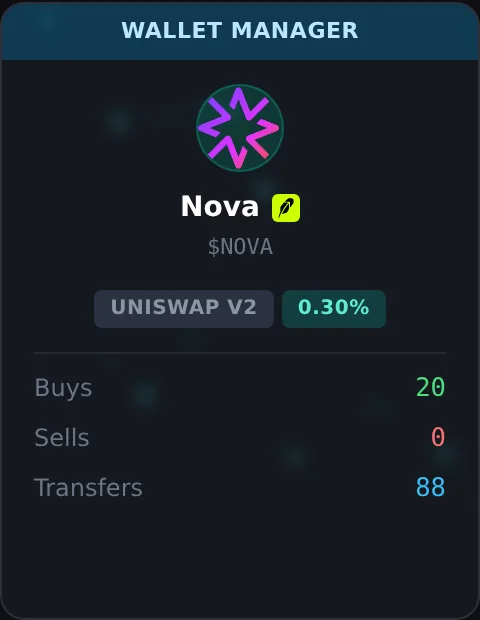 Wallet manager project card in the LiquidHarmony dashboard